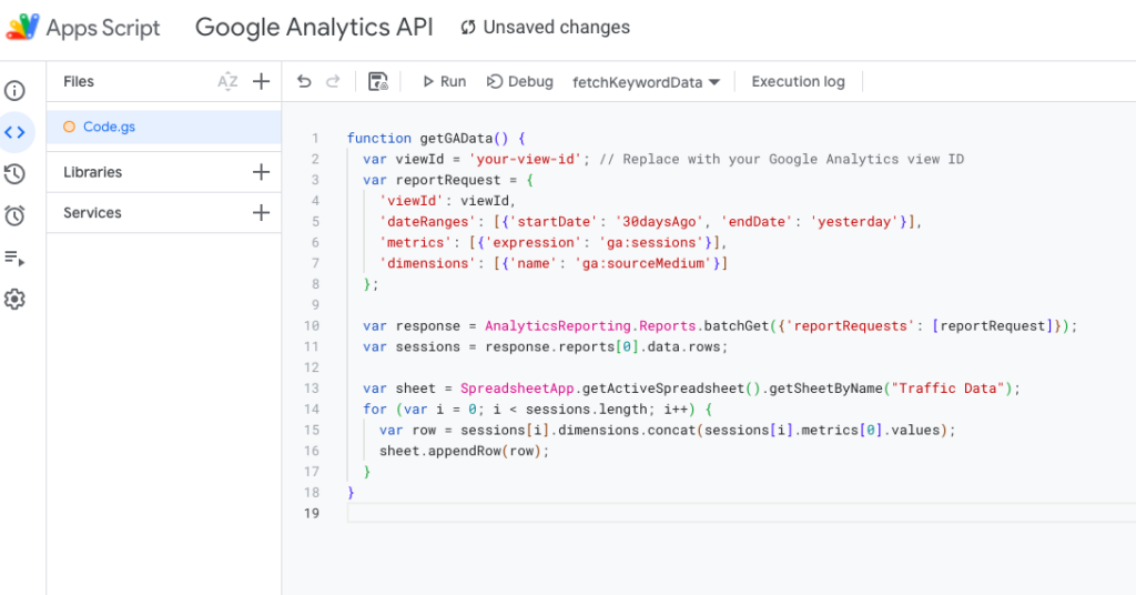 How to Use Google Sheets to Generate SEO Reports Automatically: Automate Your SEO Analytics with APIs and Visualizations 3 Screenshot 2024 12 10 at 4.10.55 PM